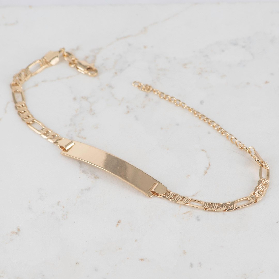 PULSERA PLACA ESCALERA TALLADA 4.5MM