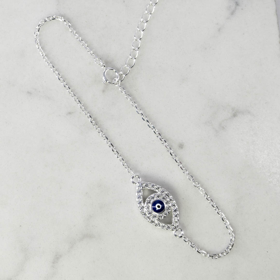 PULSERA OVALO CIRCONES OJO TURCO 19CM - Imagen 2